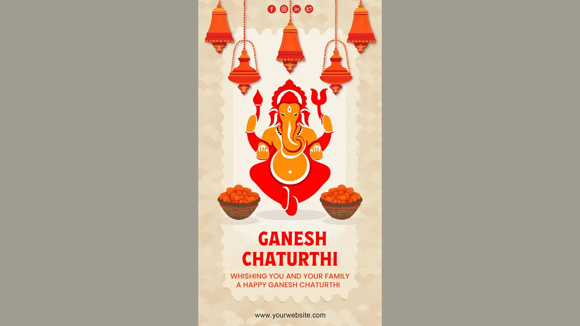 Festive Ganesh Chaturthi Wishes Card Instagram Storyc